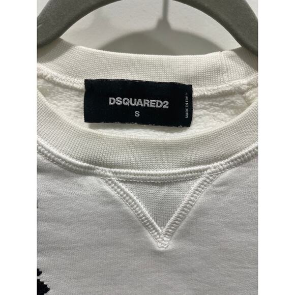 DSquared2 Women’s Crewneck White Sweatshirt w/ Appliqué Detail Sz S - Picture 3 of 6
